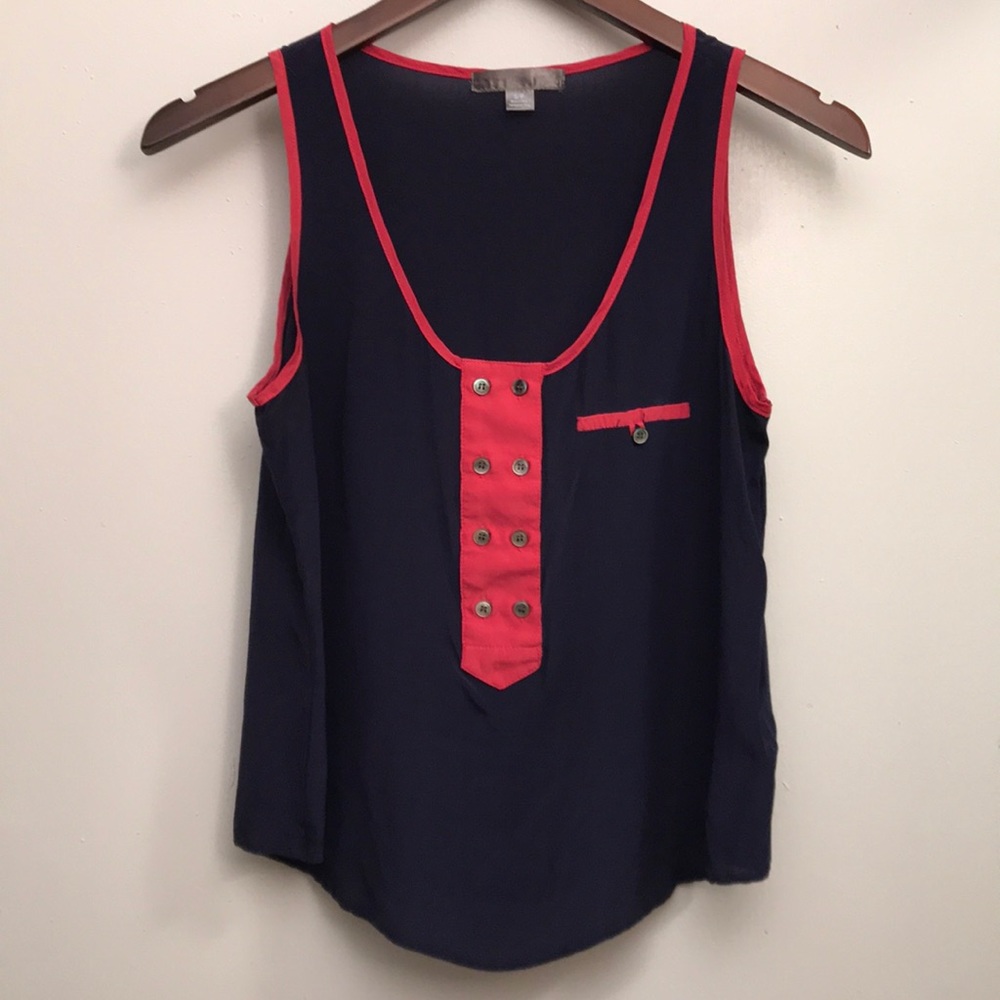 Love 21 Red Panel Women’s Sleeveless Blouse Size S